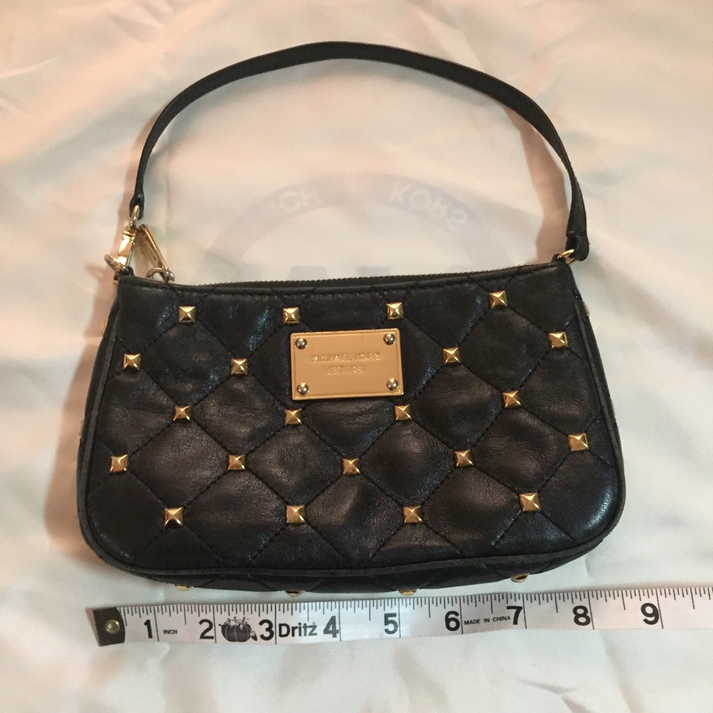 Michael Kors Black Purse/Wristlet Gold Studs - Picture 2 of 8